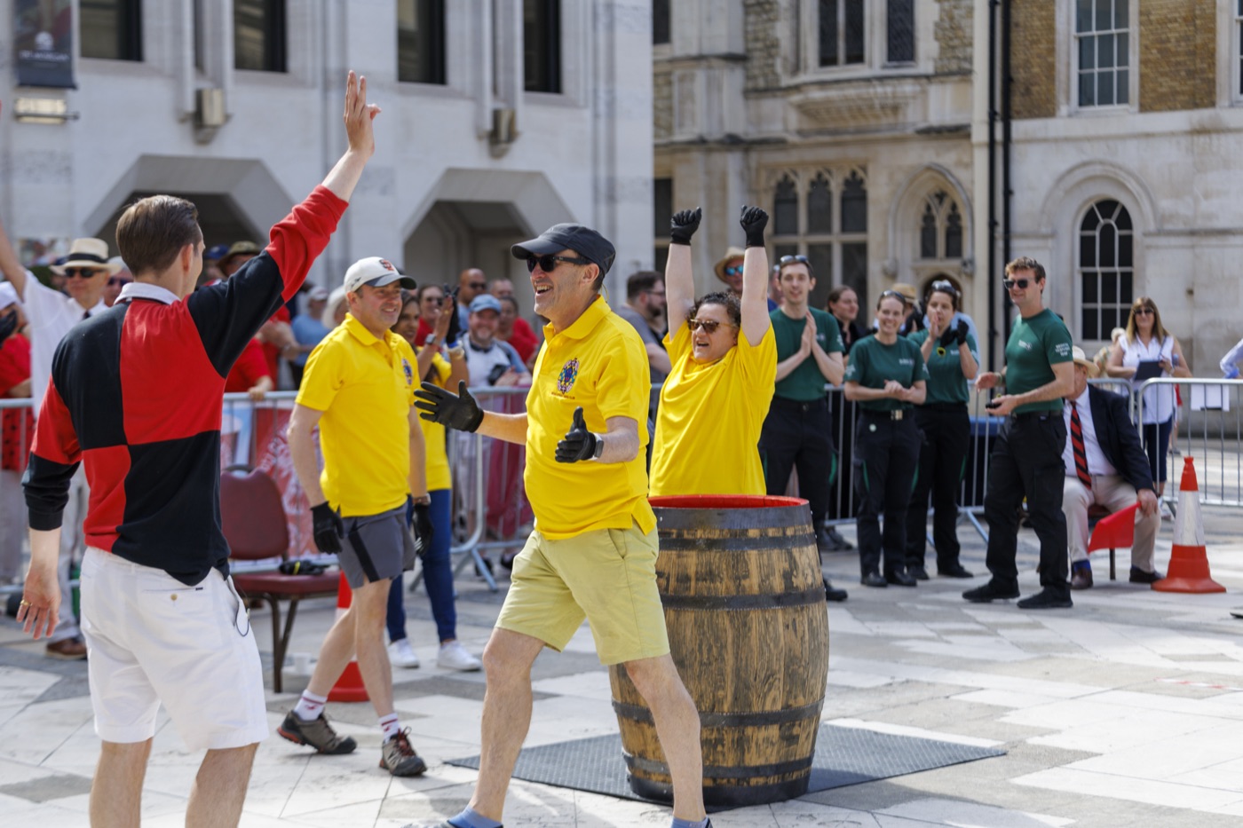Competitors celebrating at the Coopers' Cask Race